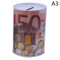 Euro Dollar Money Box Seifas Cilindras Piggy Bank Bankai monetoms Indėlių dėžutės A3