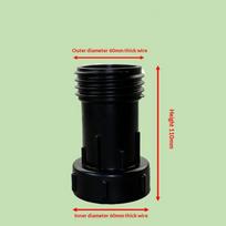 S60 į S60 IBC talpos adapterio prailginimas 2 colių jungties adapterio jungiamoji detalė Sodo drėkinimo vandens talpos plastikinė prailginimo žarna juoda