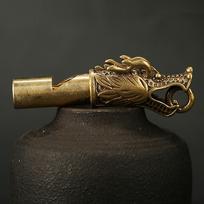 Handmade Brass Dragon Head Whistle Car Keys Chains Pendantsoutdoor Survival Tool 20*59mm