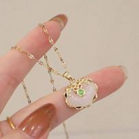 Xiangyun Ruyi Longevity Lock Necklace - Light Luxury Imitation White Jade Pendant for Women, Birthday Gift for Girlfriend