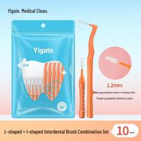 Yigate Dental Floss Picks: 10-Pack L-Shaped Interdental Brushes for Cleaning Between Teeth