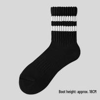 Men's Thickened Cotton Mid-Calf Socks - Striped, Sweat-Absorbent, Ideal for Autumn/Winter Sports and College Style. One Size (38-45)
