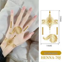 Cross-Border Henna Gold Foil Tattoo Sticker: Retro, Waterproof, Sweatproof, and Breathable. 210x114 mm