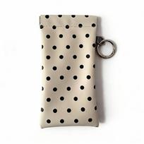 Eyeglasses Storage Bag Spring Auto Close with Keyring Leather Glasses Clip Pocket Size Portable for Purse Travel Sports smėlis