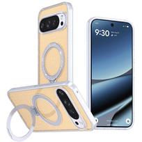 Premium Glitter Magnetic Shockproof Phone Case For Google Pixel 9 10 Pro XL 360° Rotating Stand Holder TPU Frame Acrylic Cover Pixel 9 or 9 Pro oranžinė