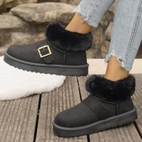 Moteriški sniego batai Stori pliušiniai šilti medvilniniai batai 2025 m. žiemos nauji moteriški batai Suede atsitiktiniai ankle boots neslystanti platforma Botas 36 juoda