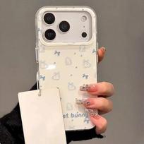 ins wind bow rabbit suitable for Apple 17Promax mobile phone case IP16 large hole IMD15 cute 14 hard case IPhone17ProMax