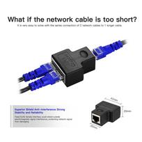 RJ45 skirstytuvo adapterio jungtis nuo 1 iki 2 moteriškų prievadų, skirtų CAT 5 / CAT 6 / CAT 7 black