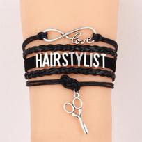 Žirklės Charms Kirpėjas Apyrankė Laiškas PLAUKŲ STILISTAS Daugiasluoksnės Infinity Love pintinės apyrankės