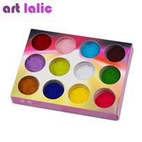 12 spalvų / rinkinys Velvet Nail Glitter Lakas Nail Art Pudra Pigmentas Blokuojantis Velvet Pigmentas Nagams