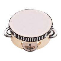 4 colių medinis rankinis tamburinas su metaliniu vienos eilės poliesterio būgnu Polyester Drum Skin