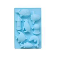 8 Hole Silicone Cake Mold Whale Dolphin Fish Penguin Shape Chocolate Soap Fondant Moulds Cake Baking blue