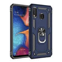 Prabangus šarvų magnetinis dėklas, skirtas Samsung Galaxy A20E 2019 automobilio žiedo laikiklio dangtelis, skirtas A10E A 20E A10 A20 A30 S A40 A50 A70 A51 A71 For A20E tamsiai mėlyna spalva