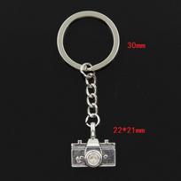 Madingas 30 mm raktų pakabukas Metalinis raktų pakabukas Raktų pakabukas Juvelyriniai dirbiniai Senovinis padengtas fotoaparatas 22x21mm pakabukas sidabras