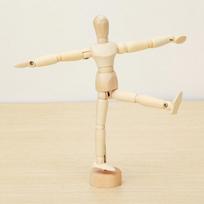 Medinės sujungtos lėlės Vyro menininko figūrėlės Modelio animacinio filmo bloko galvutės lėlė 14CM