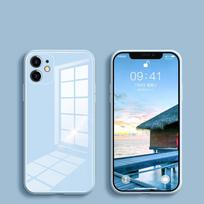 Grūdinto stiklo telefono dėklas, skirtas iPhone 13 11 Pro Max SE 2 X XR XS Max 8 7 Plus 12 Pro antidetonacinis silikoninis dangtelis For iPhone XS Max mėlyna/pilka spalva