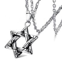 Dovydo žvaigždės karoliai skydas Magen David Hexagram Šešių taškų žvaigždė dvipusis amuletas Religijos simbolis Izraelio žydų papuošalai