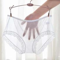 Kelnaitės, skirtos moteriškam apatiniam trikotažui Seksualios nėriniuotos, kvėpuojančios minkštos moteriškos kelnaitės Kelnaitės Seksualios permatomos moteriškos apatinės kelnaitės XXXL balta