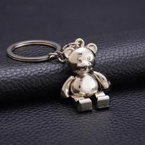 3D metalinis gyvūnas, kilnojamas lokys, raktų pakabukas, moteriškas automobilinės rankinės pakabukų priedai Dovana 1pc gray