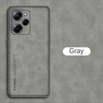 Avikailio PU odos telefono dėklas, skirtas Poco X5 Pro 5G silikoninis smūgiams atsparus buferio galinis dangtelis, skirtas Xiaomi POCO X5Pro For Poco X5 Pro 5G pilka spalva