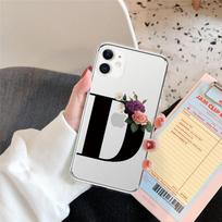 Pritaikytas pradinis raidžių telefono dėklas, skirtas iPhone 13 11 12 Pro Max 12 13 Mini X XR XS Max 8 7 Plus Flowers Girl minkštas galinis dangtelis iPhone XR