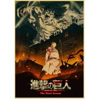 Vintage Classic Anime Attack on Titan Season4 Plakatas Kraftpopierius Plakatai Sienos meno dekoras Namų kambario Baras Menas Tapyba Sienų lipdukai 30x21cm