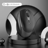2,4 GHz Bluetooth belaidė optinė pelė su imtuvu 1600 DPI 4 mygtukų ergonominė pelė USB įkraunama tyli žaidimų pelė, skirta MacBook planšetiniam nešiojamam kompiuteriui juoda