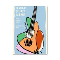 Vintažinio džiazo festivalio muzikos plakatas Animacinis filmas Gitara Smuikas Aliejinė tapyba Spausdinti Baras Klubas Svetainė Namų siena 21cm×30cm NoFrame