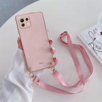 Realme 12 Pro Plus 12pro Crossbody Kaklo Virvelė Dirželis Virvelė Padengtas Dėklas Realme12 Pro+ 11X 10 11 Proplus Saldainių Spalvos Silikoninis Minkštas Viršelis For Realme 12 pro rožinė