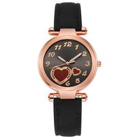 Moteriški laikrodžiai Odiniai kvarciniai laikrodžiai Odiniai rankiniai laikrodžiai Montre Femme black