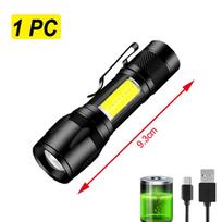 Mini USB įkraunamas LED žibintuvėlis didelio galingumo priartinantis žibintuvėlis lauko stovyklavimui stiprios šviesos vandeniui atsparus žibintuvėlis mini žibintuvėlis 1PC