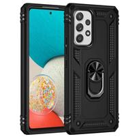 Atsparus smūgiams šarvų metalinis žiedo dėklas, skirtas Samsung Galaxy A54 A53 A52 A12 A13 A33 A23 A73 A14 A51 A50 A22 A32 A04 A34 A03s A72 dangtelis Samsung A12 (A12 5G) juoda