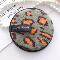 Fiber Leopard Print Women's Makeup Remover Pad Round Bag Hook Women's Powder Puff 12cm*12cm violetinė