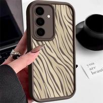 Zebrinė raštais Samsung S25 S24 S22 Ultra Plus S23 S21 Fe A55 A54 A53 A52 A35 A34 A33 A25 A15 A14 5g Atsparus smūgiams Minkštas silikoninis Spalvotas dėklas Samsung A26 kava
