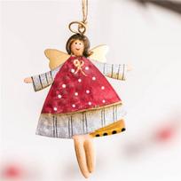 1 vnt Retro ornamento angelo pakabukas Kalėdų eglutės dekoravimui „pasidaryk pats“ vestuvių ir gimtadienio renginių vakarėlio reikmenys 7*10cm red