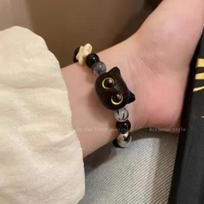 Nauja Miela Mažo Juodo Katino Apyrankė Moterims Vyrams Madinga Juokinga Animacinio Gyvūno Karoliukų Apyrankė Rankų Darbo Madinga Mergaičių Papuošalai Dovanos juoda