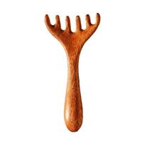 Sandalmedžio galvos masažo šukos Gua Sha Tool Back Scratcher Rankinės plačių dantų šukos garbanotiems plaukams Galvos masažuoklis stresui malšinti B