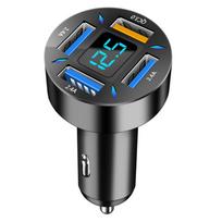 Digital Car Charger 4-Port 66W Fast Charging PD USB QC3.0 4USB QC3.0 digital fast charging