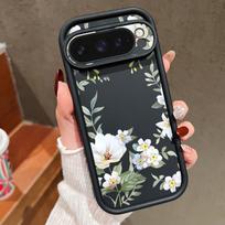 Spalvotas gėlių raštas, vienspalvis, minkštas silikoninis telefono dėklas Google Pixel 9 8 Pro Xl 8a, atsparus smūgiams, matinis, su objektyvo apsauga, apsauga nuo kritimo Google Pixel 9 juoda
