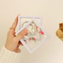 Skaidri PP+PE plėvelės ekspozicinė dėžutė žiedams, apyrankėms, krepšiams, dekoracijoms ir dovanų dėžutėms L012 White Box beige