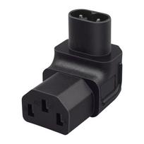 IEC320 C8 į C13 maitinimo laido adapteris PVC konstrukcija kištukas į lizdą lenktas aukštyn lengvam prijungimui JD46