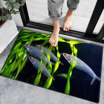3D Povandeninis Žuvų Vonios Kilimėlis 4 Dydžiai Flanelinis Viršus su Latekso Taškeliais, Greitai Sugeriantis Durų Kilimėlis Dušo Įėjimui Miegamajam 40x60cm