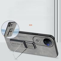VIVO V50 avikailio odinis dėklas, skirtas VIVO V50 Lite V 50 V50E Y39 Y29 4G Y19S S20 Pro matinio silikono buferio stovo laikiklio dangteliui For VIVO V50 pilka spalva