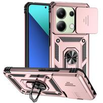 For Xiaomi Redmi Note 13 Pro 4G Case Slide Lens Protect Armor Phone Cover Redmi Note13 Pro 13Pro Note13Pro 4G Ring Stand Fundas Redmi Note 13 Pro 4G rožinio aukso spalvos