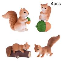 4 vnt. Mini voverės gyvūnėlio figūrėlė DIY miniatiūrinis fėjų sodas bonsai ornamentas AVE