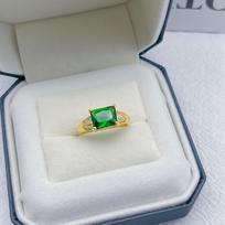 18K paauksuotas smaragdo žiedas moterims – Elegantiški ir paprasti mados papuošalai Size 6 auksas
