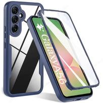 360 Pilnos Apsaugos Dėklas Samsung A56 A36 A26 A16 A55 A54 A35 A25 A15 Galaxy S24 Plus S25 Ultra Smūgiams Atsparūs Skaidrūs Dėklai Galaxy A56 mėlyna