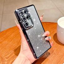 Blizgantis dėklas Samsung Galaxy S25 Edge S23 Ultra S24 FE A56 A36 A26 A16 A55 A35 A25 A15 A54 A34 A14 dangtelis iPhone 16 15 Pro Max 14 Plus 13 12 iPhone 12 juoda