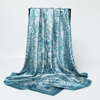 Dvispalvė Paisley rašto mozaikinė šilko skarelė - Europietiška ir amerikietiška retro, 90 cm didelis kvadratas, plona galvos skarelė/šalis 90*90cm