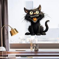 Funny Black Cat Wall Stickers for Bedroom and Living Room - Cartoon Self Adhesive Stickers 30*30CM